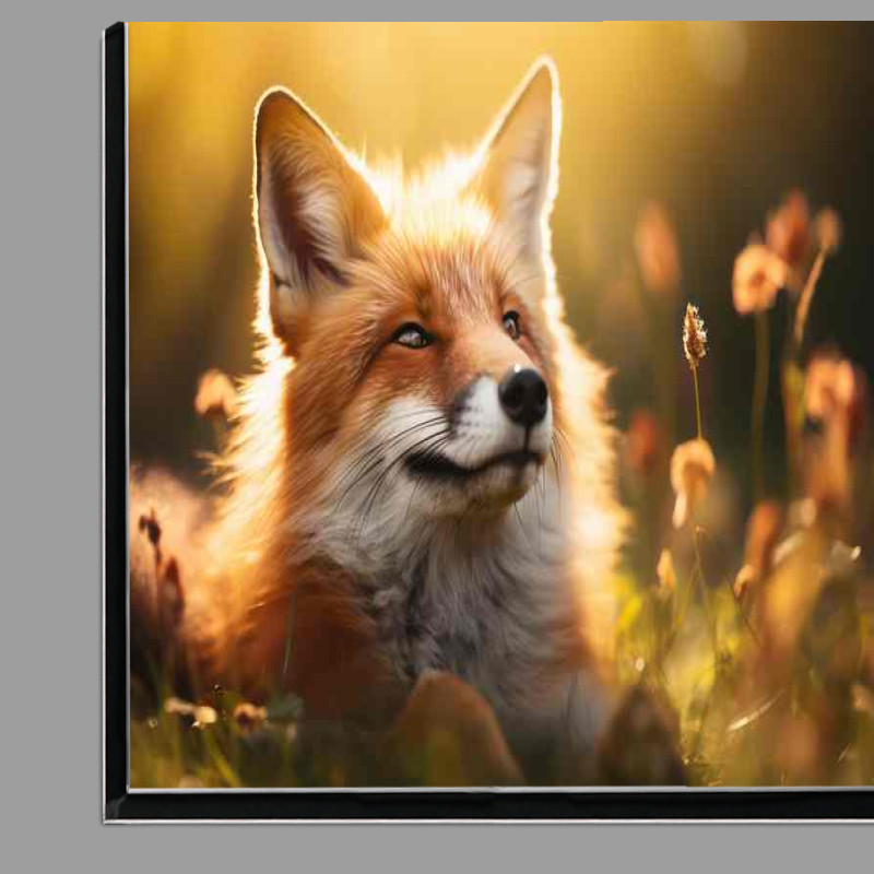 Buy Di-Bond : (Laying down in the grass a fox enjoying the morning sun)