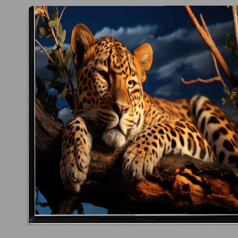 Buy Di-Bond : (Leopard lying on a branch up in the tree resting)