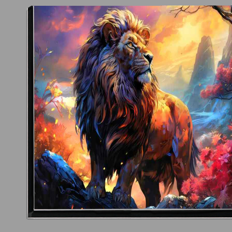 Buy Di-Bond : (Lion on top of the rocks in the mountains)