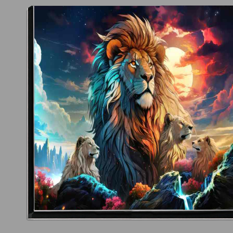 Buy Di-Bond : (Lions looking at the night sky)
