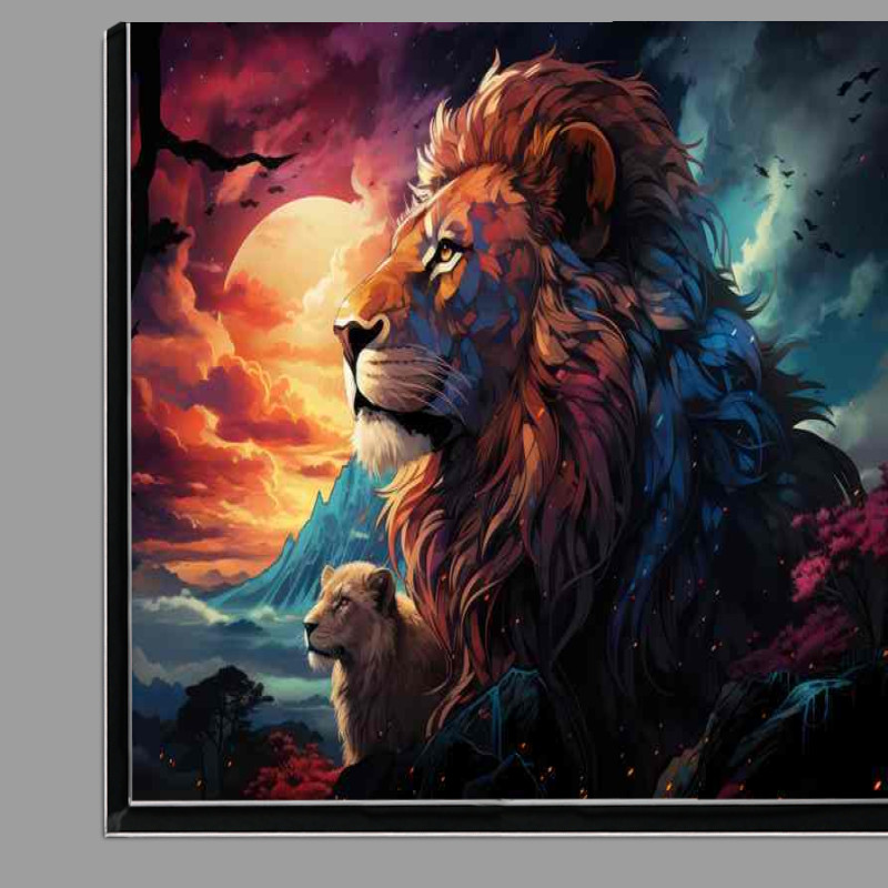 Buy Di-Bond : (Lions with the setting sun and amazing skyline)