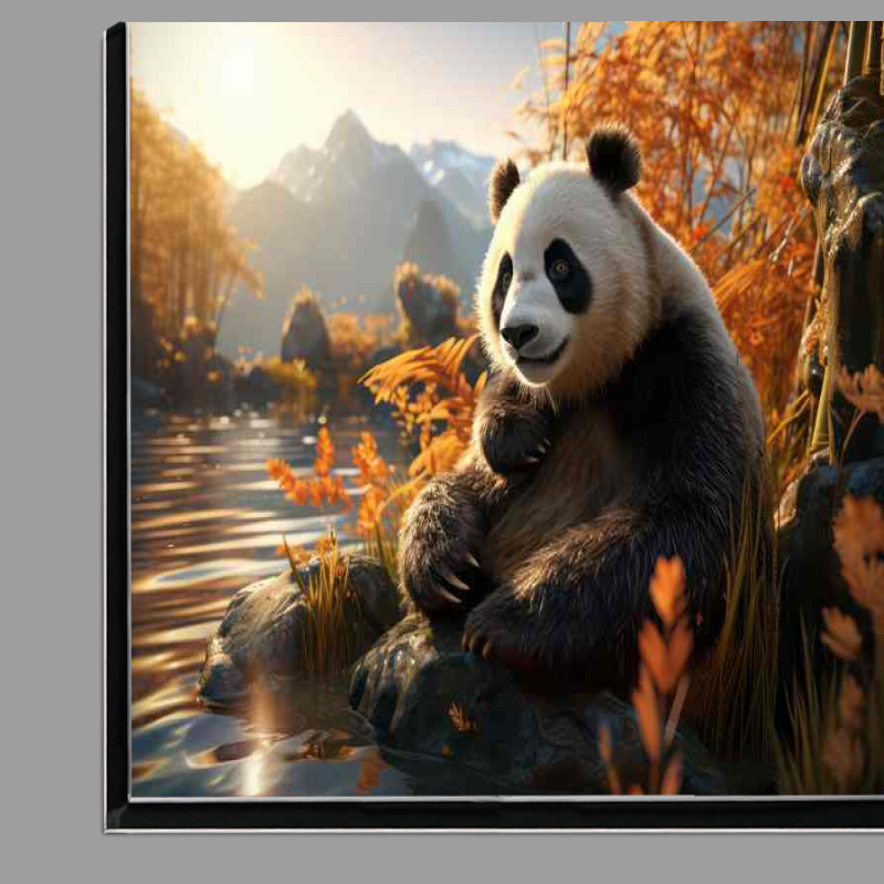 Buy Di-Bond : (Panda by the river mountains in the background)