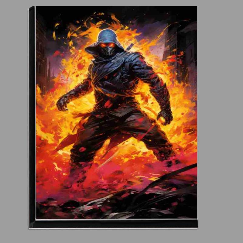 Buy Di-Bond : (A ninja kicking with a yellow and orange flamed background)