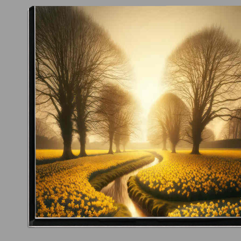 Buy Di-Bond : (Daffodil spring field with trees In A nice landscape)
