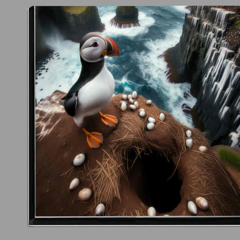 Buy Di-Bond : (Puffin Birs gong down to its nest on the english coast)