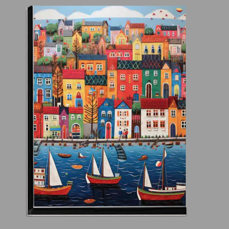 Buy Di-Bond : (The Beauty of Boats Sailing on the Sea Next to the town)