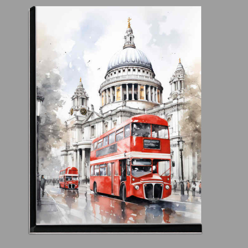 Buy Di-Bond : (London Bus Outside st pauls watercolour style)