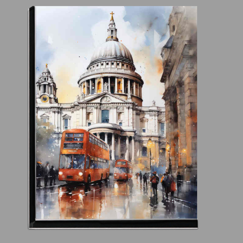 Buy Di-Bond : (Saint pauls with a red london city bus on the street)