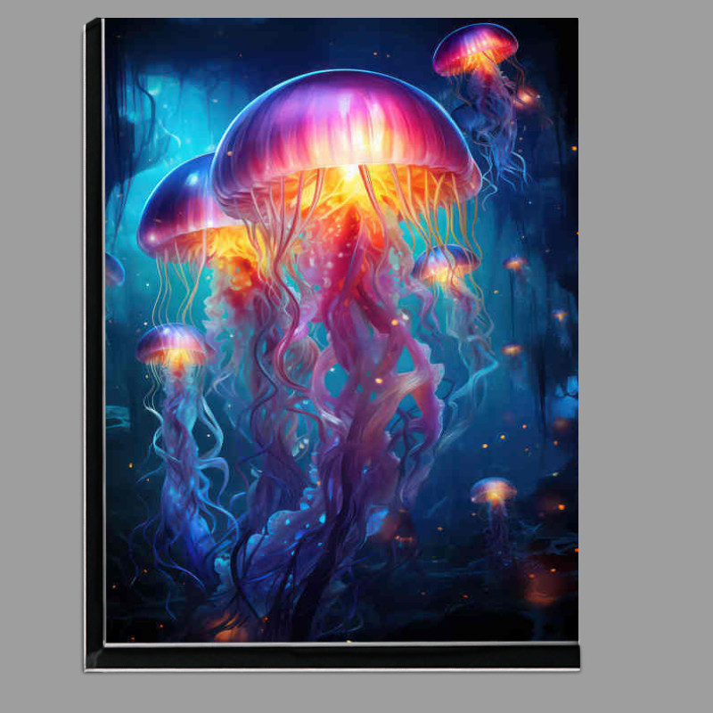 Buy Di-Bond : (Bright Jellyfish in the night with glowing colors)