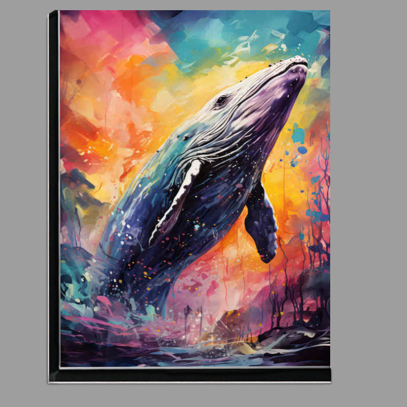 Buy Di-Bond : (Humpback Whate Jumping out of the ocean painted art style)