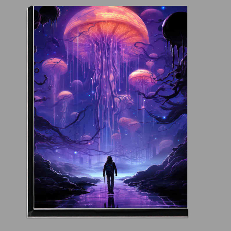 Buy Di-Bond : (Man walking on a planet with_an enormous jellyfish)