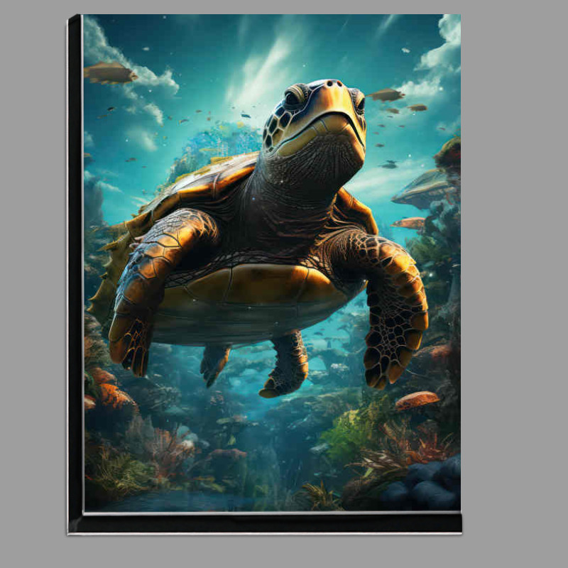 Buy Di-Bond : (Turtle swimming in amongst the coral bed)