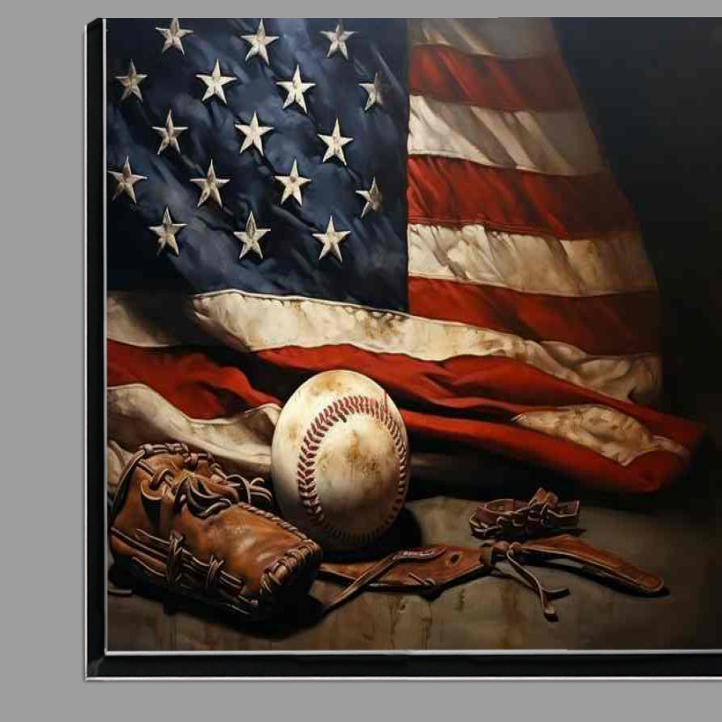 Buy Di-Bond : (American flag with a baseball and a glove)