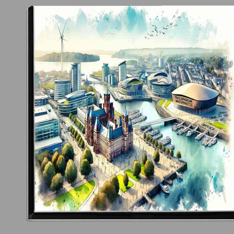 Buy Di-Bond : (Watercolour Painting of Cardiff The capital of Wales)