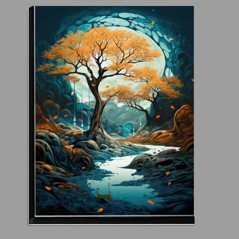 Buy Di-Bond : (Tree by the river with lovely yellow leafs)