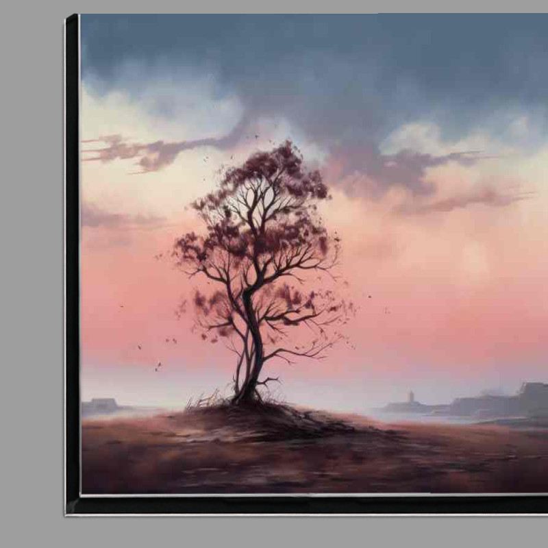Buy Di-Bond : (A Solirtary tree in the evening sky painted style)