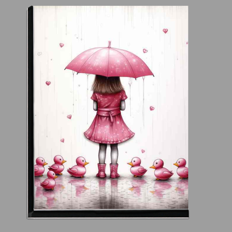 Buy Di-Bond : (Girl Holding A Pink Umberella With Her Pink Ducks)