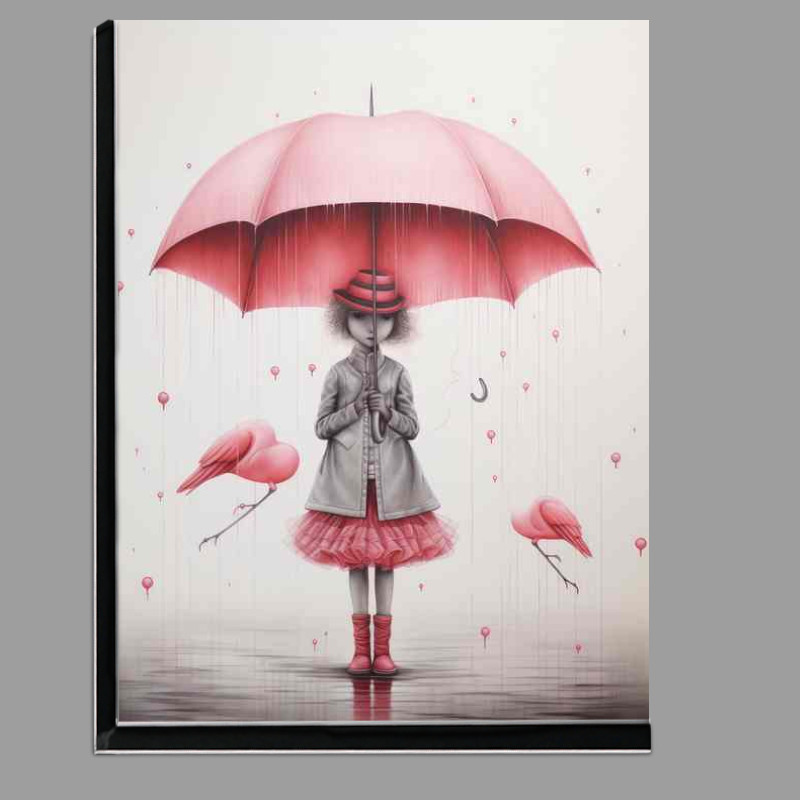Buy Di-Bond : (Girl With A Pink Umberella With Pink Hearts For Love)