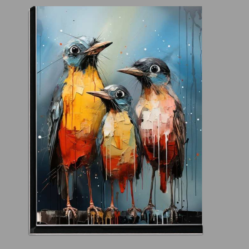 Buy Di-Bond : (Abstract painted style three birds on a perch)