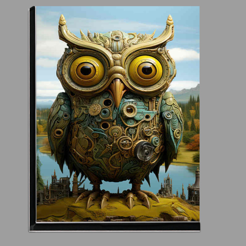 Buy Di-Bond : (Surreal digital owl landscape background)