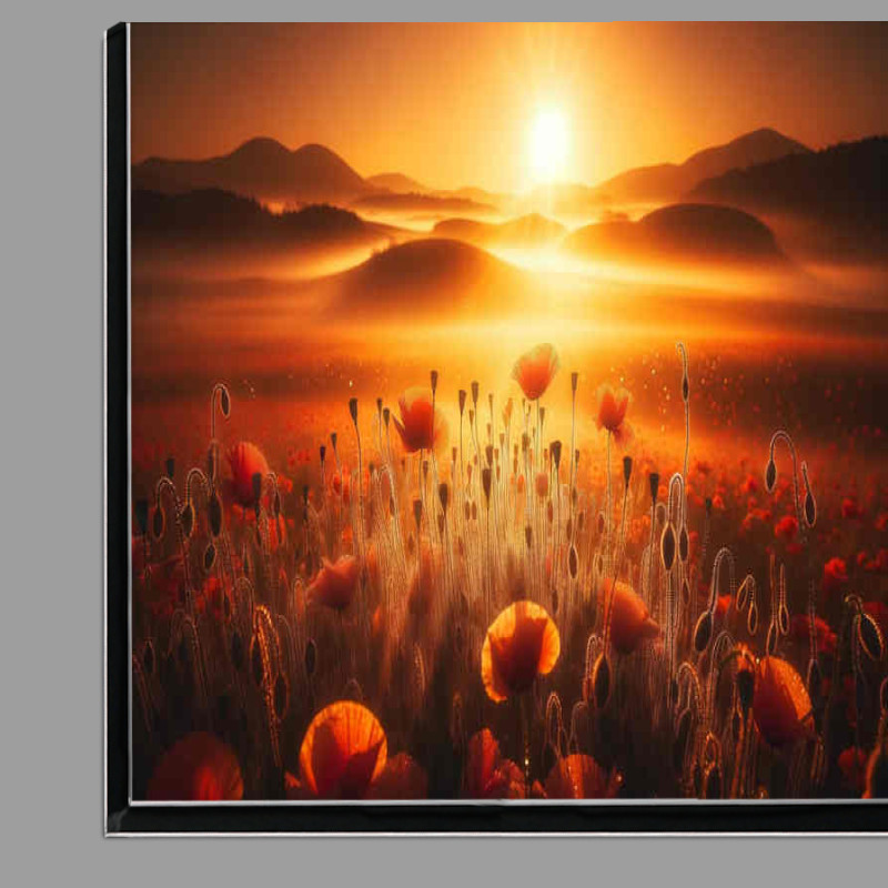 Buy Di-Bond : (Morning Radiance poppies bathed in the golden light of dawn)
