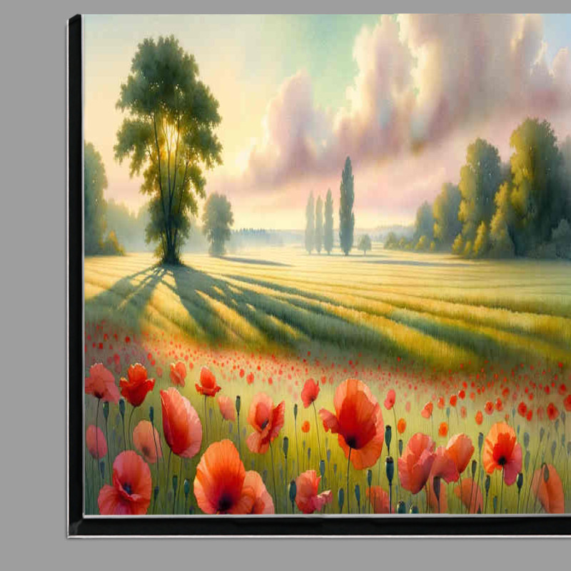 Buy Di-Bond : (Poppies Whisper a vast meadow under a delicate pastel sky)