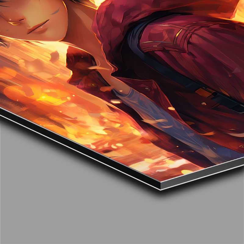 Buy Di-Bond : (Monkey D Luffy one piece in front of a flame in the city)