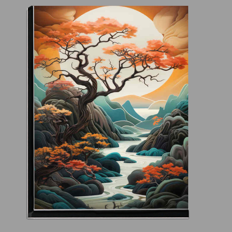 Buy Di-Bond : (Mountains in japan with a lush tree)