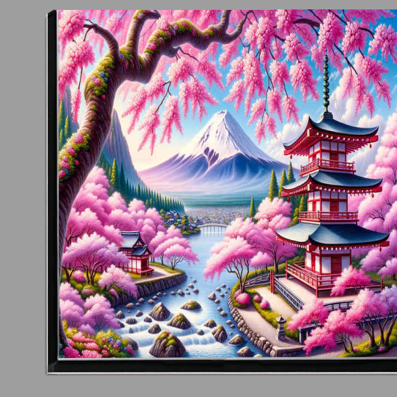 Buy Di-Bond : (Sakura Serenity painting where vibrant pink cherry blossoms)