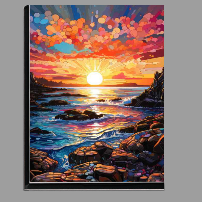 Buy Di-Bond : (Beach with rocks in a setting sun)
