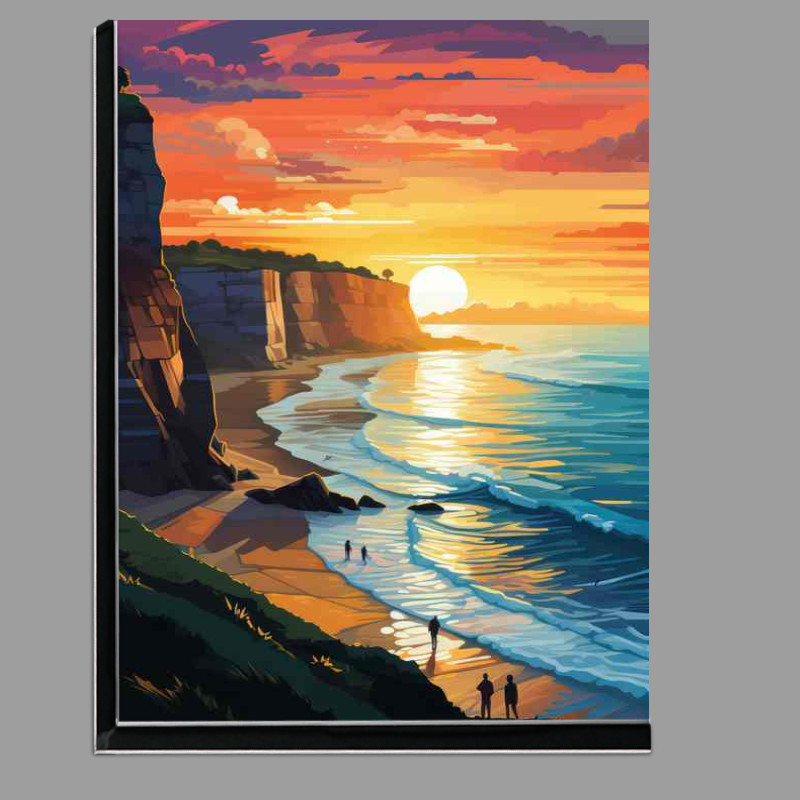 Buy Di-Bond : (Cliffs and a beach scene with setting sun)