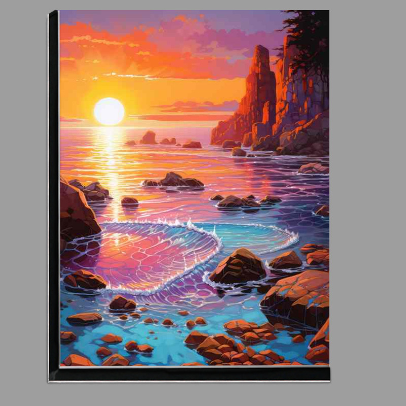 Buy Di-Bond : (Painted style beach with a orange setting sun)