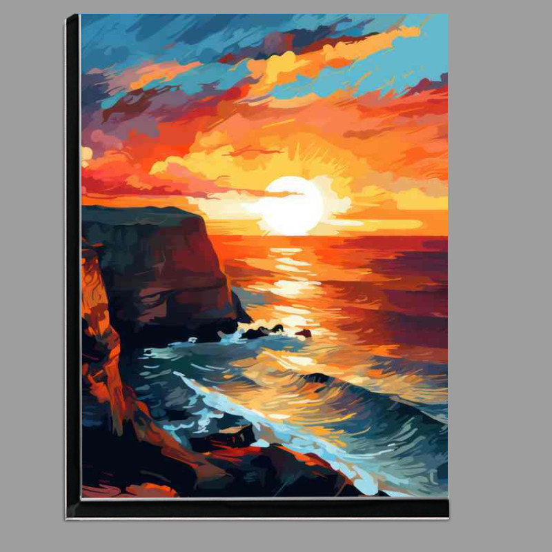 Buy Di-Bond : (Setting sun over the sea and cliff tops)