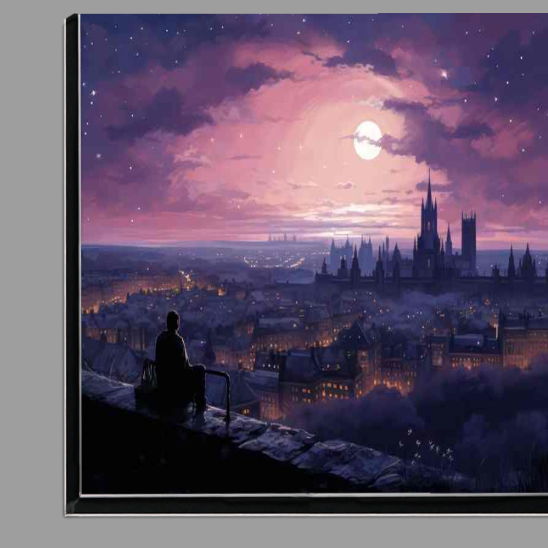 Buy Di-Bond : (City at night looking across the purple skyline)