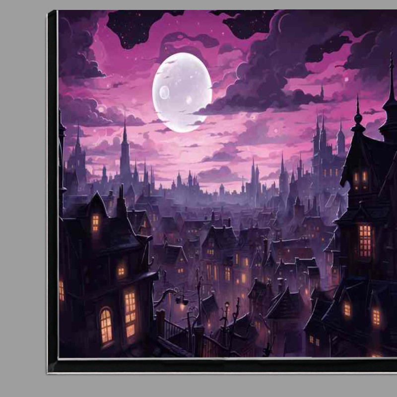 Buy Di-Bond : (City with a cloudy purple sky at night)