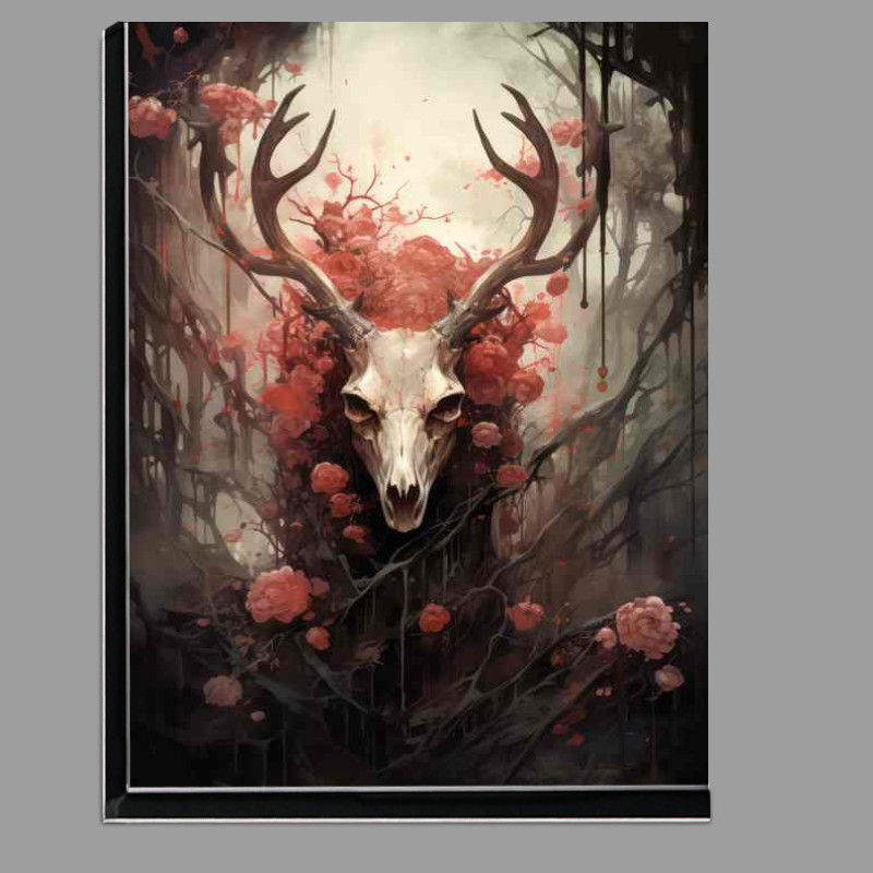 Buy Di-Bond : (Skull of a Deer surrounded by woodlands and red flowers)