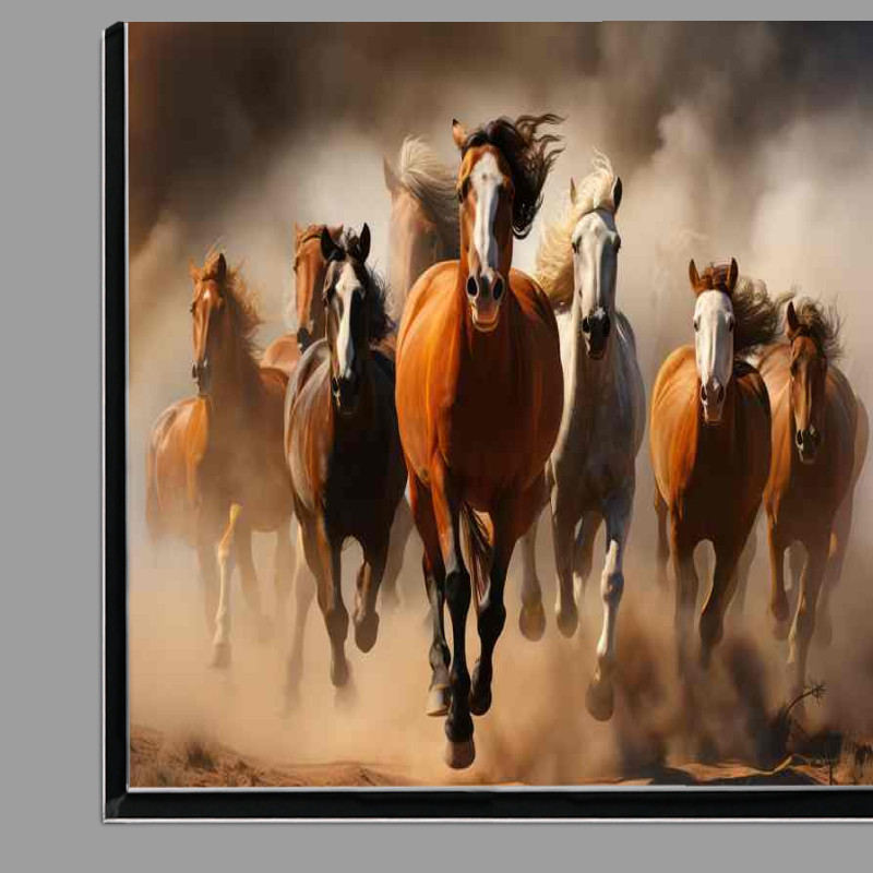 Buy Di-Bond : (A Large group of horses running on a dirt road)