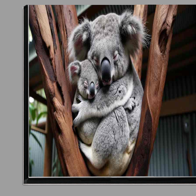 Buy Di-Bond : (Koala Cuddles a baby koala nestled against its mother)