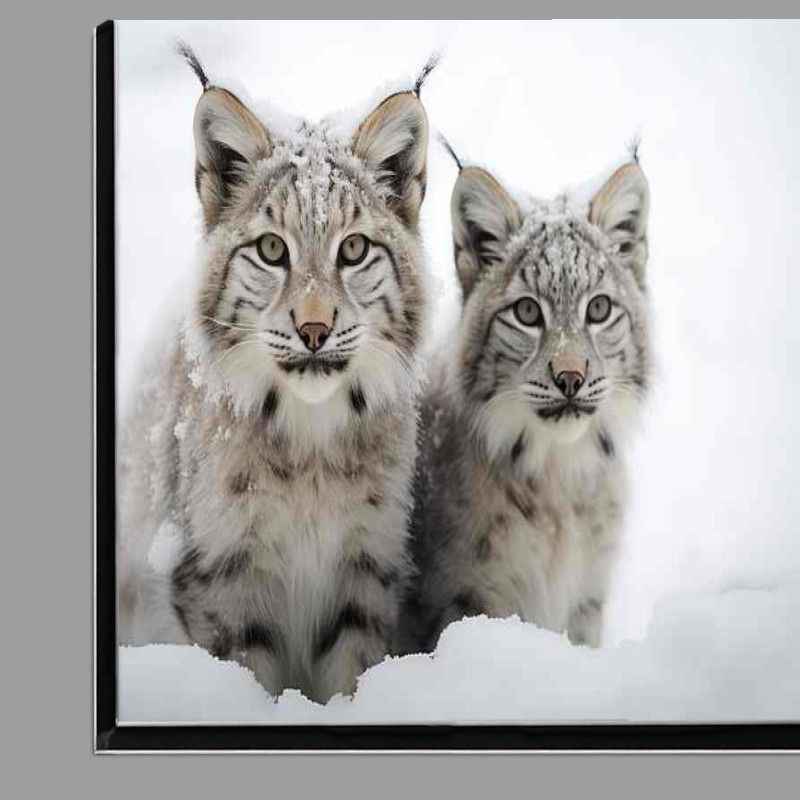 Buy Di-Bond : (Lynx in the snow amazing pair of cats)