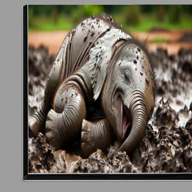 Buy Di-Bond : (Muddy Munchkin a baby elephant rolling in mud)