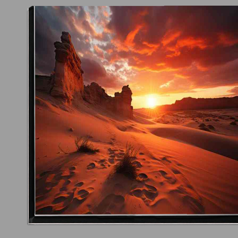 Buy Di-Bond : (Sunset over cactus and sand atlas national park)