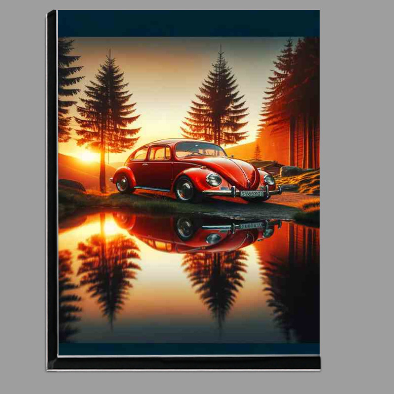 Buy Di-Bond : (Iconic Red Beetle Car Sunset Reflection)