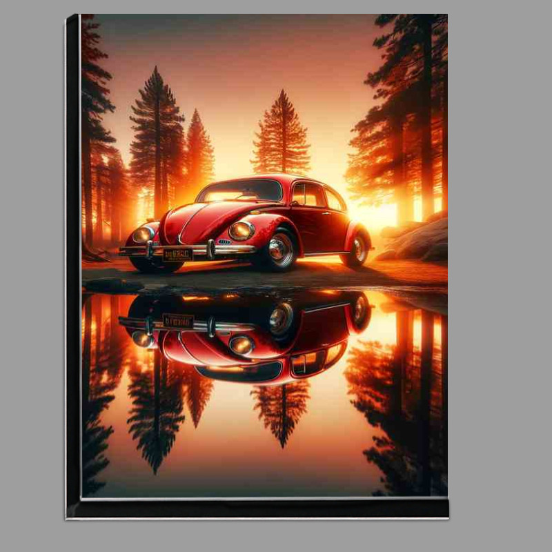 Buy Di-Bond : (Red Beetle Car Sunset Reflection)