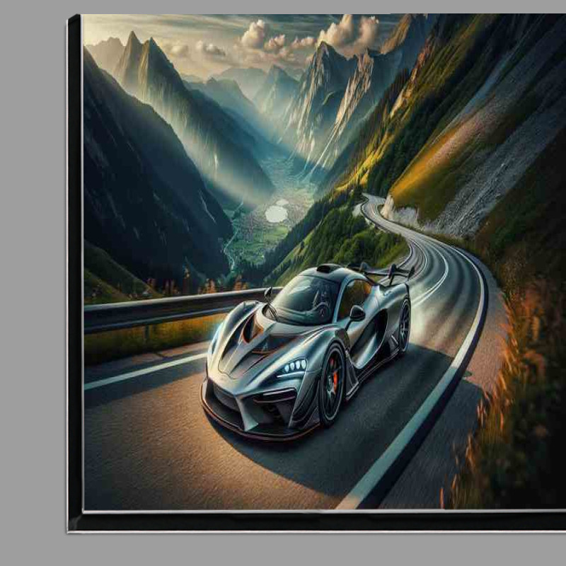 Buy Di-Bond : (Sleek Supercar Accelerating on Mountain Road)