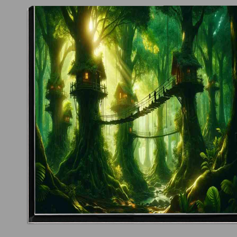 Buy Di-Bond : (Emerald Canopy Enchanting forest with treehouses)