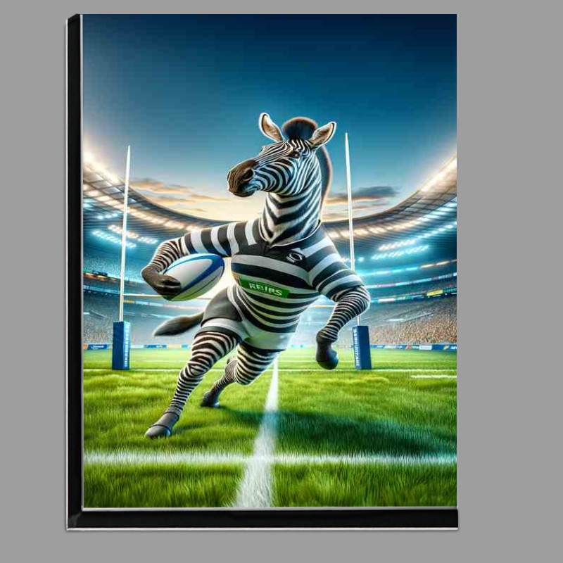 Buy Di-Bond : (Zebra Playing Rugby in Rugby Outfit)
