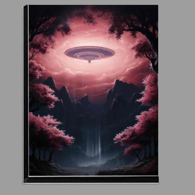 Buy Di-Bond : (A pink ufo flying over the mountains)
