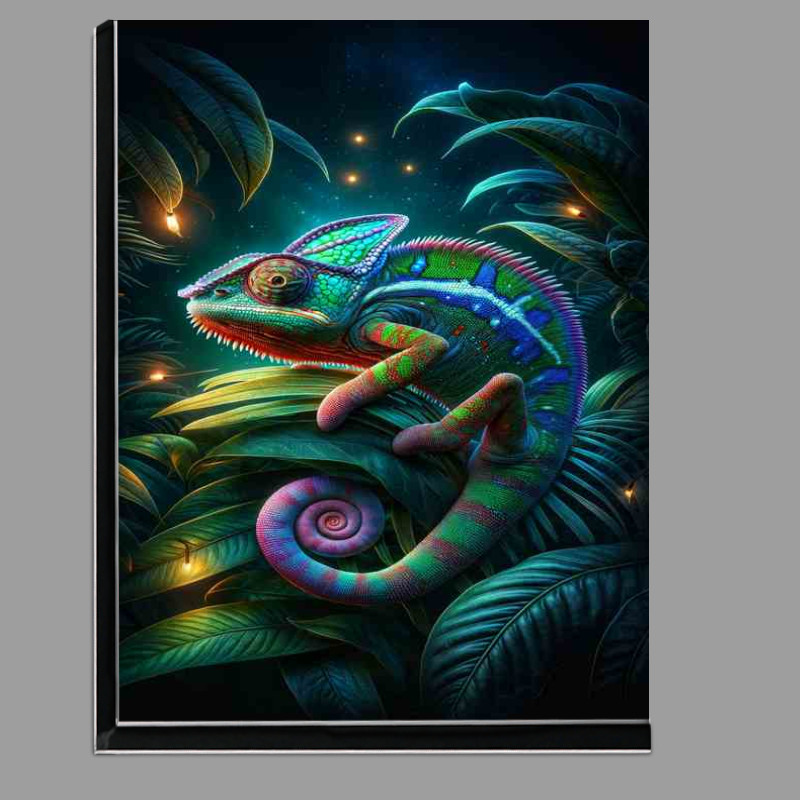 Buy Di-Bond : (Vibrant Chameleon on Nocturnal Foliage)