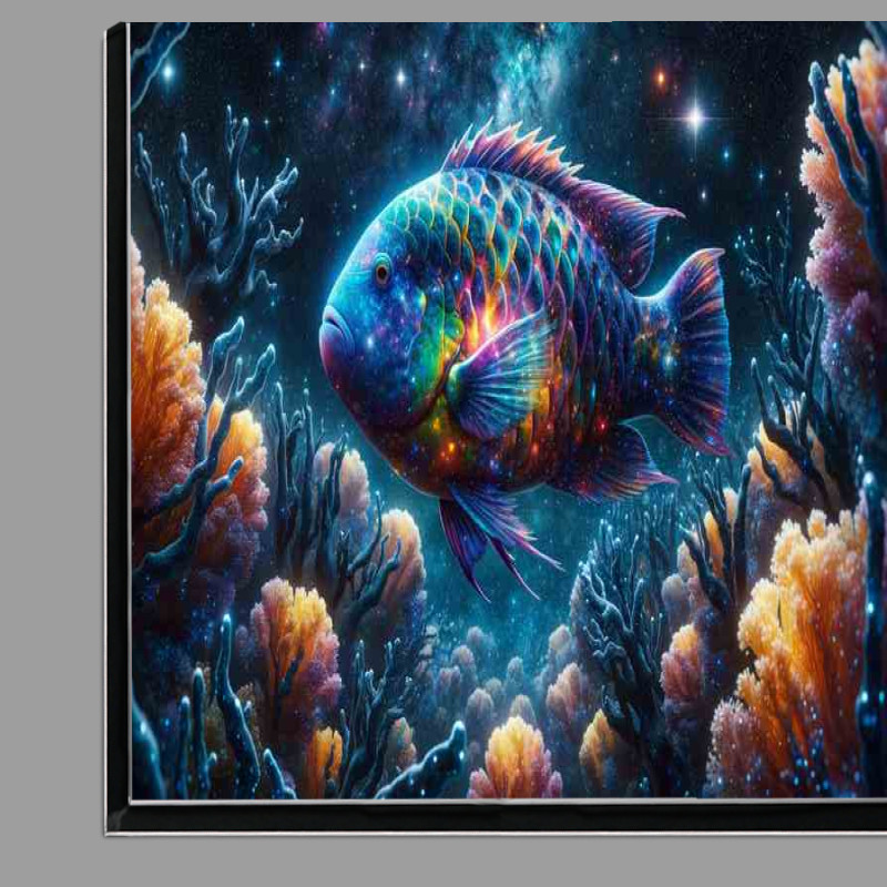 Buy Di-Bond : (Cosmic Parrotfish Among Starry Corals swimming)