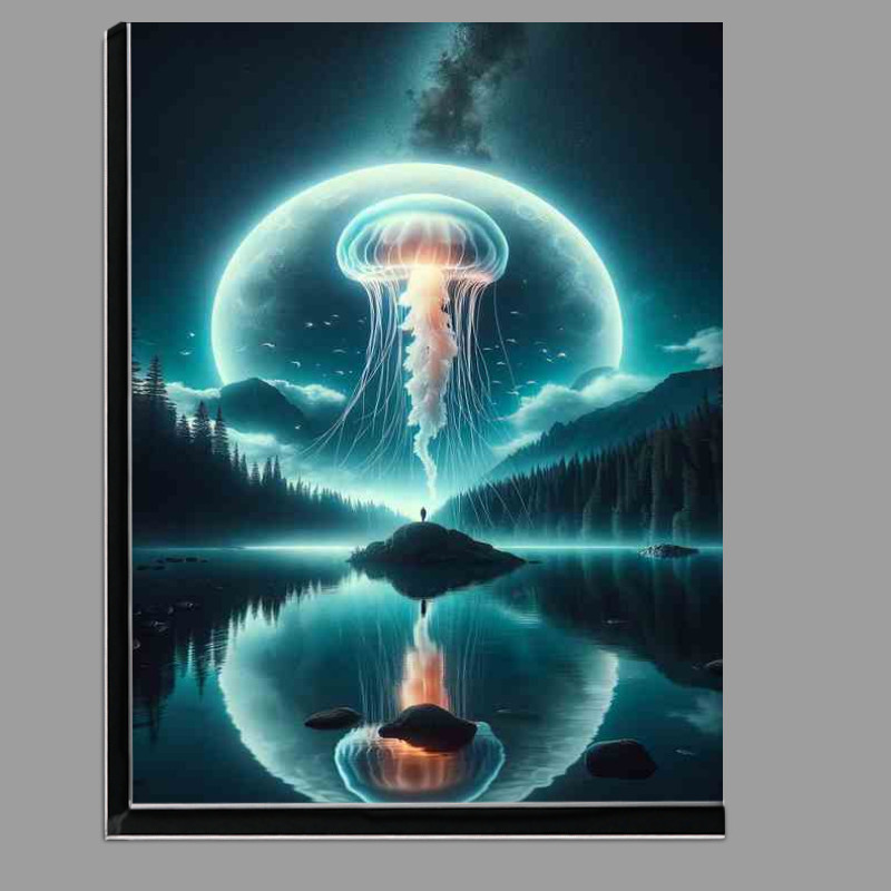 Buy Di-Bond : (Surreal Jellyfish Orbiting Moon Over Lake)